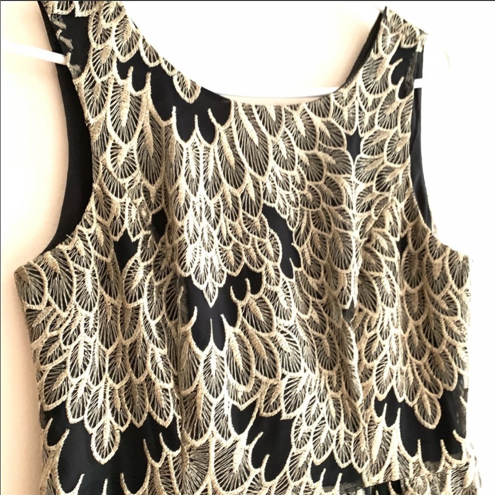 WHBM black & gold thread embroidered dress size 8